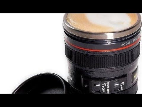 Super Classic Camera Lens Shaped Coffee Mug with Lid, 350 ml, Black (Mug_005)