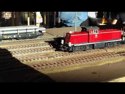 rote DB V100 und V90  unterwegs auf FREMO H0 Modulen - HH 01.2017