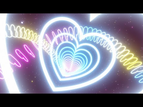 Fast Flashing Neon Lights Heart Tunnel Glowing Roller Coaster Speed 4K Motion Background for Edits