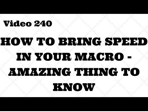 Learn Excel - Video 240 - VBA - How to Speed up your Macro