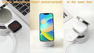 Duzzona W23 5-in-1 Draadloze MagSafe Oplader 15W met Bluetooth Speaker video