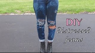 DIY Distressed Ripped Jeans