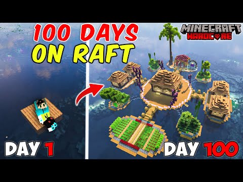 I Survived 100 DAYS ON A RAFT in Minecraft Hardcore - (Full Movie)