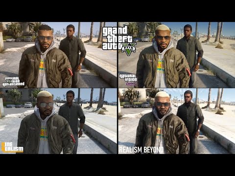 GTA 5 Remastered vs NaturalVision Evolved vs CineREALISM vs Realism Beyond Graphics MOD Comparison