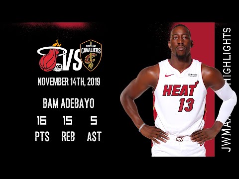 2019.11.14 Heat vs Cavaliers Bam Adebayo Highlights, 16+15+5