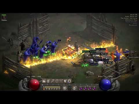 D2R : Fire Sorceress Solo Destroy Bosses Highlight | Hydra & Firewall