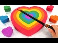 Satisfying Video l Kinetic Sand Rainbow Heart Cake Cutting ASMR RainbowToyTocToc