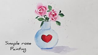 Any one can paint this simple rose pot /Valentine’s Day ideas ❤️ watercolor painting tutorial 