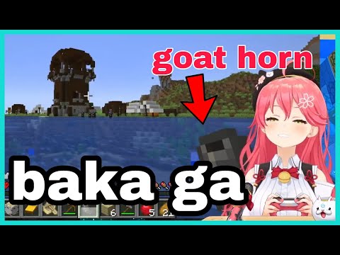 Hololive Cut - Sakura Miko Stole Pillager Goat Horn And Taunt Them With It | Minecraft [Hololive/Eng Sub]