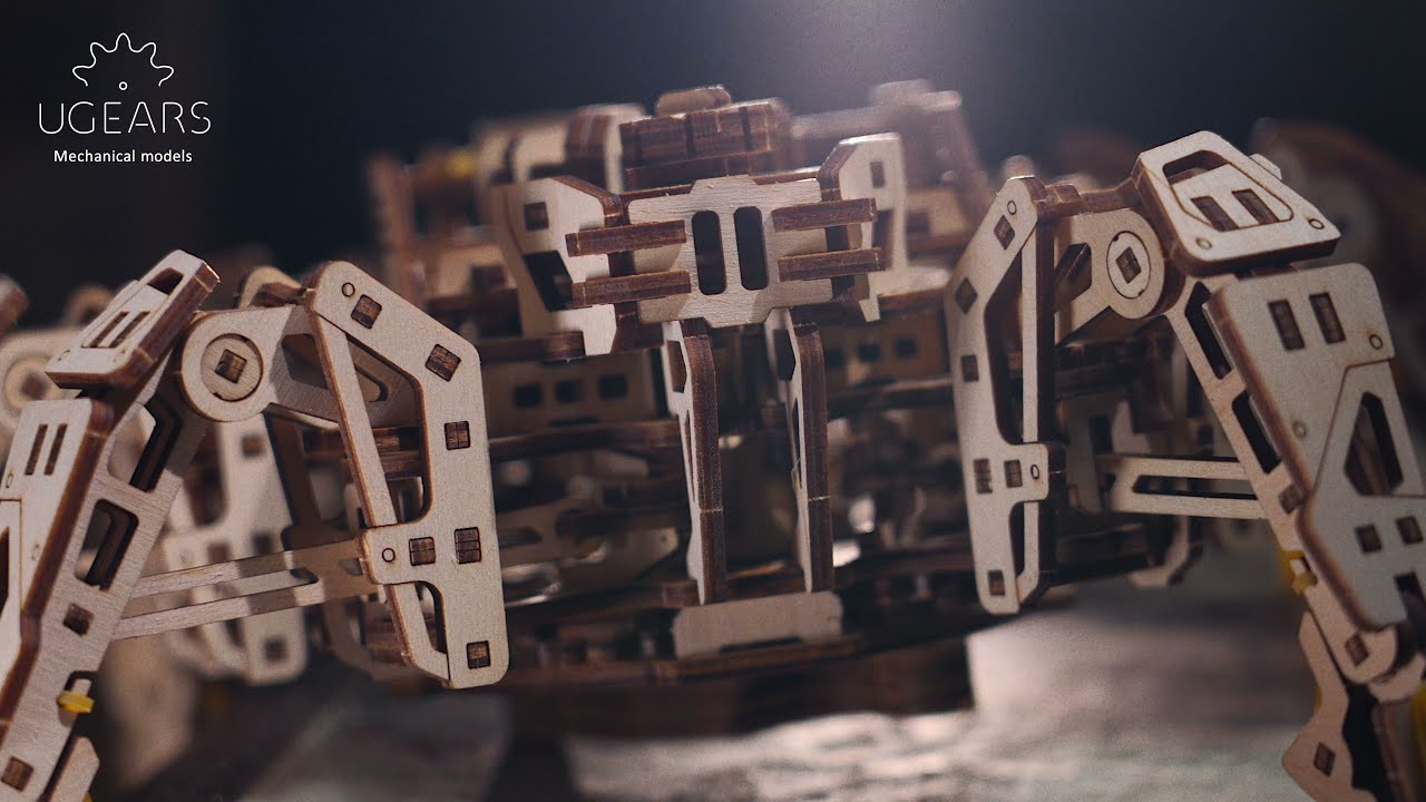 Ugears 3D dřevěné mechanické puzzle Šestinohý průzkumník (hexapod)