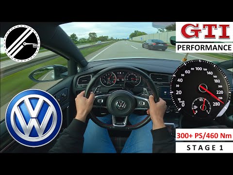 Vw golf 7 gti performance stage 1 300 ps top speed drive german autobahn no speed limit pov