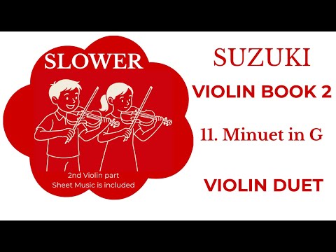 MINUET IN G 🎼 by Beethoven |Suzuki Violin Book 2 |Song 11 |SLOWER with 2nd Violin Part & Sheet Music