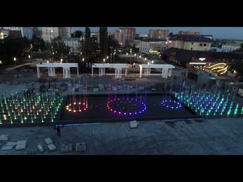 Тестовый пуск цветомузыкального фонтана в Пензе