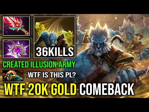 WTF 20K GOLD COMEBACK 1v5 Late Game Create Unlimited Illusion Army Phantom Lancer Dota 2