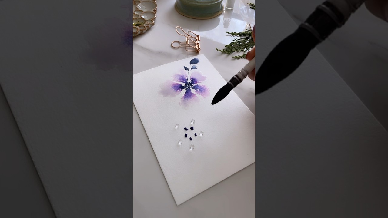 Paint Simple Watercolor Flowers in  5 minutes- using a mop brush