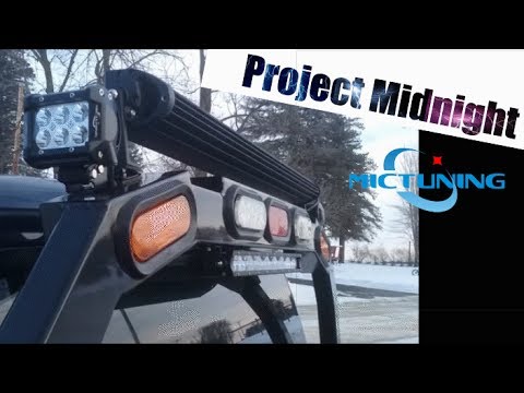 "Project Midnight" MicTuning 18w LED Pods and 100w Mini Light Bar Install on Back Rack