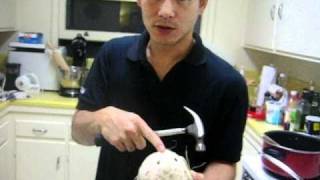 Chef Chong shows you how to easily open a coconut
