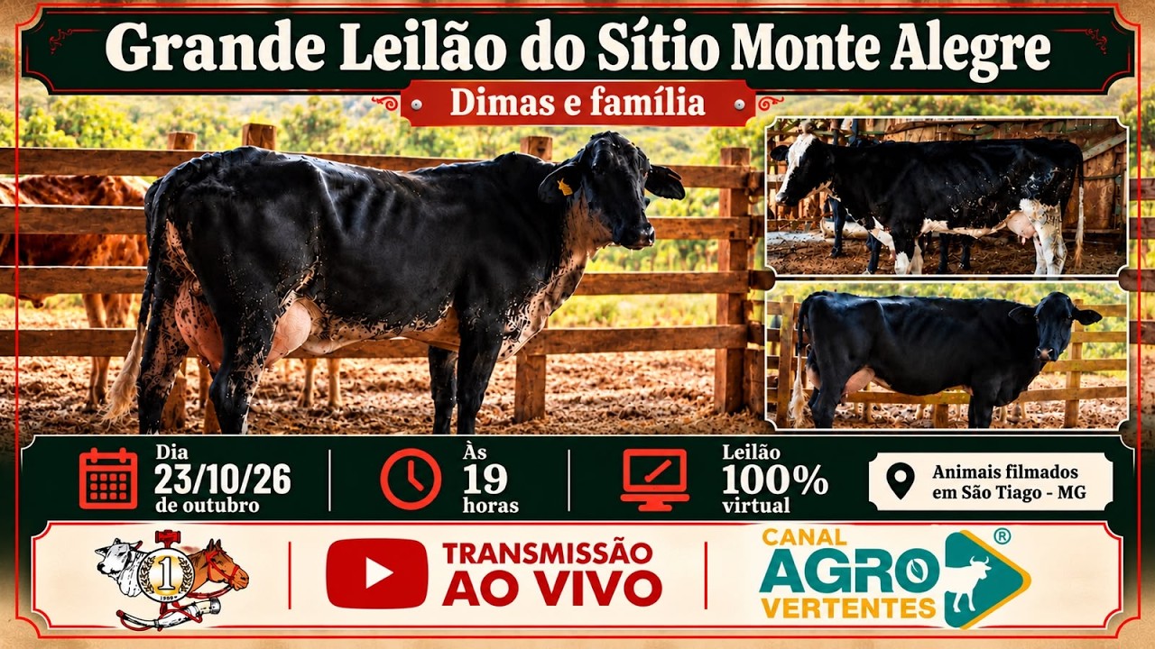 GRANDE LEILÃO SÍTIO MONTE ALEGRE  - DIMAS E FAMÍLIA - SÃO TIAGO/MG - 23/10/2026