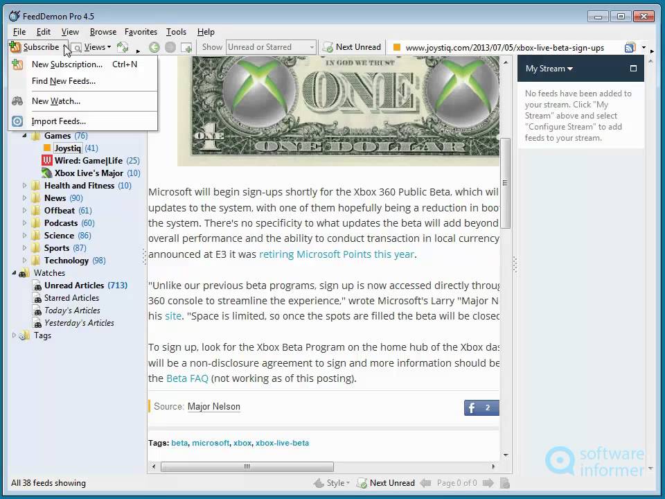 A quick look at FeedDemon
