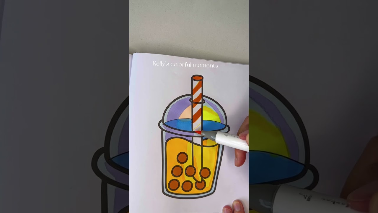 ASMR Boba Tea Coloring | Relaxing Boba Drawing #drawing #art #coloring