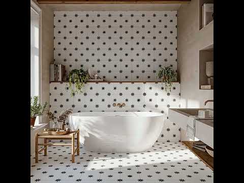 Carrelage sol effet carreaux de ciment Water Estrella blanc 44x44 cm