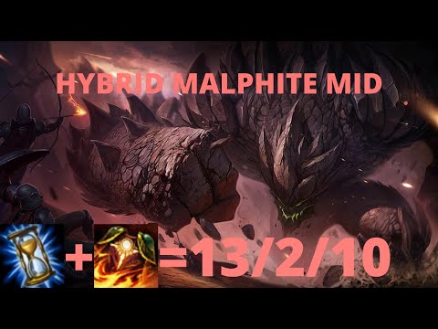 13/2/10!! NEW HYBRID MALPHITE MID IS INSANE!! MOST DAMAGE DONE -League of Legends