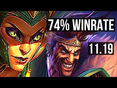 CASSIOPEIA & Thresh vs DRAVEN & Trundle (ADC) | 74% winrate, 11/1/7, Godlike | KR Master | v11.19