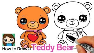 How to Draw a Teddy Bear for Valentines