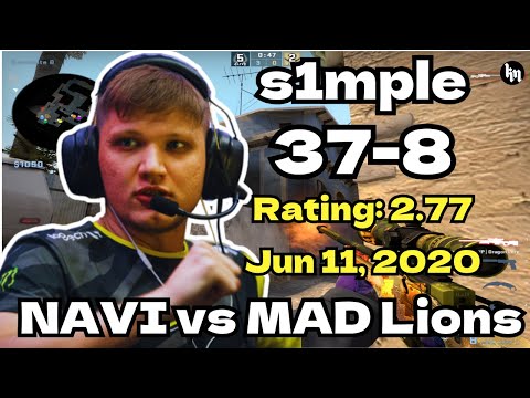 [2020 s1mple] (37-8) Rating:2.77 (NAVI vs MAD Lions) (Mirage) DreamHack Masters | Classic CS POV 17