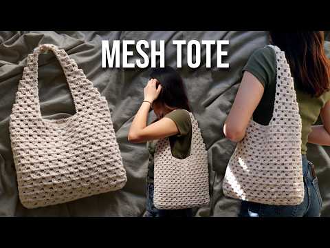 Crochet Mesh Tote Bag Tutorial | Granny Stitch Bag | Crochet Everyday Tote Bag