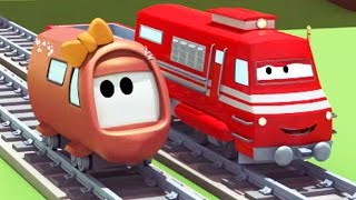 Troy the Train and the little Train's Accident in Train Town 🚆🚂 Trains & Trucks cartoon for Kids