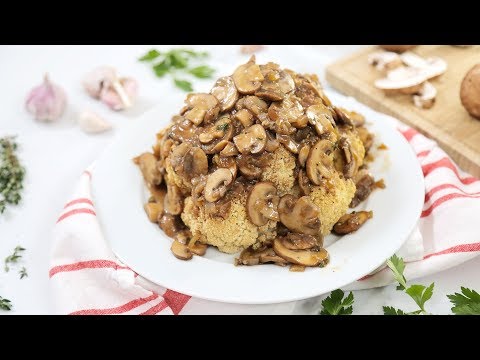 Whole Roasted Cauliflower with Creamy Mushroom Sauce | Healthy Meal Plans