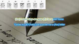 The Letter by The Box Tops play along with scrolling guitar chords and lyrics