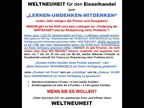 Sondervideo 2026 - WARUM gibt es noch kein Lottospiel für den Einzelhandel = WELTNEUHEIT?