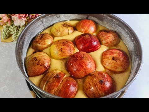 Apple cake recipe with fresh apples , made in 5...