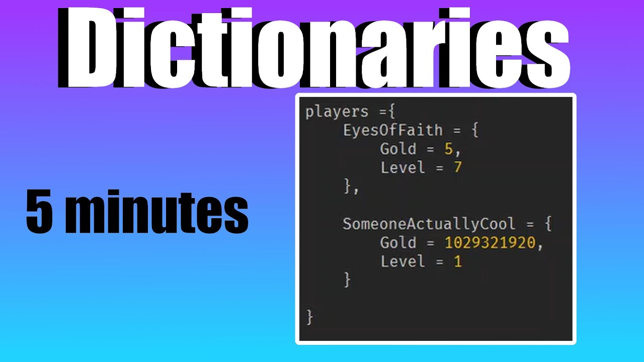 Dictionaries | 5 Minute Roblox Studio Scripting Tutorial Part 48