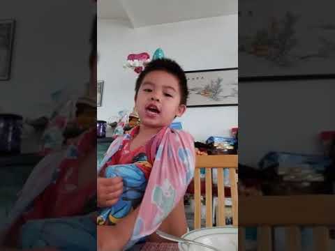 Gavin eating Filipino soup