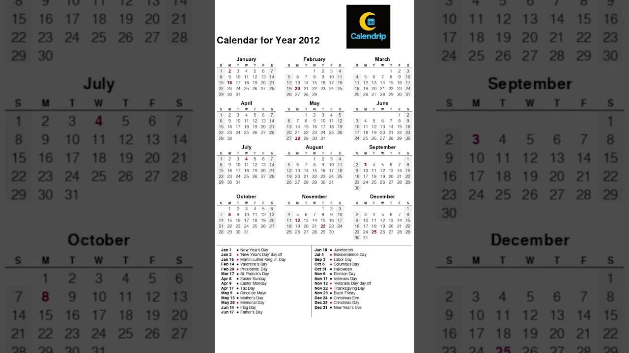 Calendar 2012 #monthsoftheyear #2012