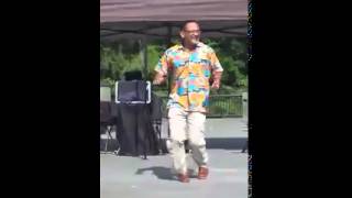 Man dancing to I got the feeling by James Brown