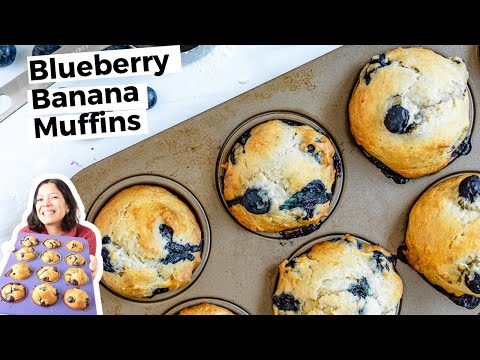 Fluffy Blueberry Banana Muffins | Easy Breakfast Recipe 🫐🍌