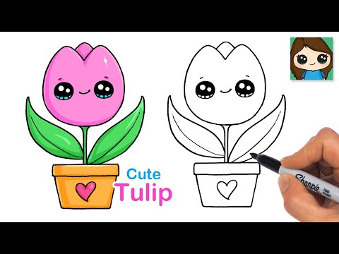 How to Draw a Tulip Flower 🌹
