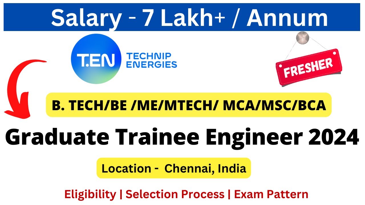 Technip Energies Off Campus Drive for 2024 | Graduate Engineer Trainee | Salary 7 LPA+ #freshersjobs
