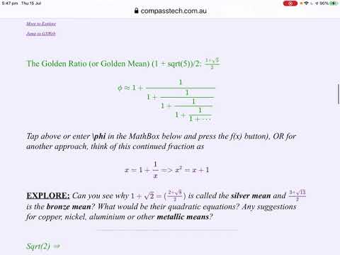 Exploring Continued Fractions with GXWeb