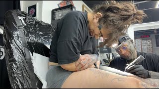 Epic Black Tribal Thigh Tattoo – 5 Hour Session