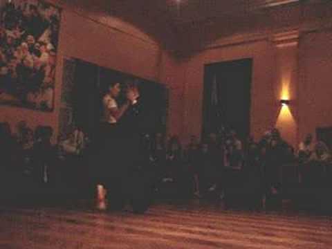  Virginia Gomez  and  Christian Marquez  are  dancing  to  the  tango  "  Infamia  "