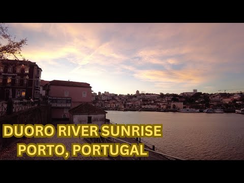 Caminhada ao nascer do sol em 4K no rio Duoro Porto Portugal. SEM filtro. 23 de novembro de 2023