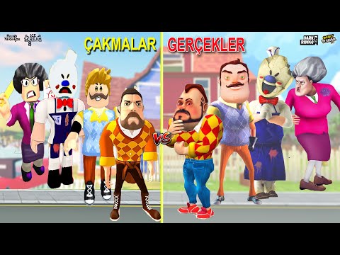 GERÇEK ve ÇAKMA KÖTÜLER KAPIŞMASI 😱  Dark Riddle - Hello Neighbor - Ice Scream 8