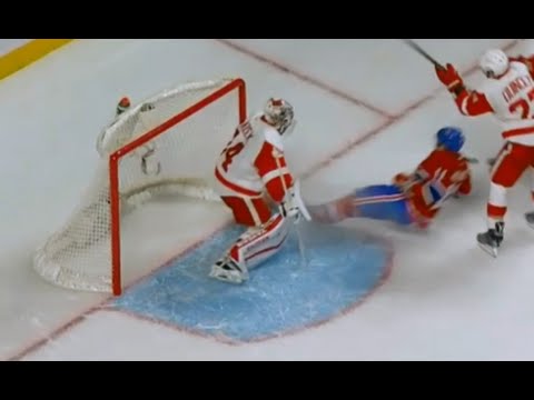 Brendan Gallagher Goal After Crashing Into Mrazek vs Detroit - 1-0 (10/17/15)