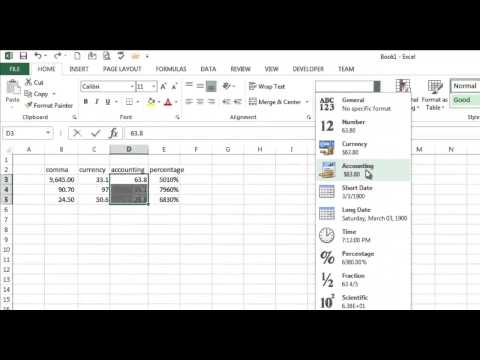 Number Formatting - Currency, Accounting and More - Excel 2013