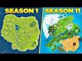 Evolution Of Fortnite Map Season 1 Season 11